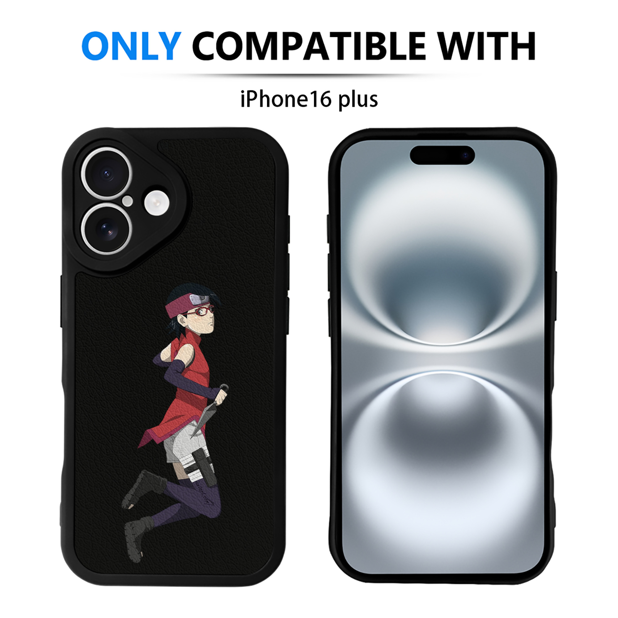 （画像用） NARUTO -ナルト- うちは サラダ Uchiha Sarada 【iPhone 16シリーズ対応】シリコンスマホケース（レザー調） 材質：シリコン